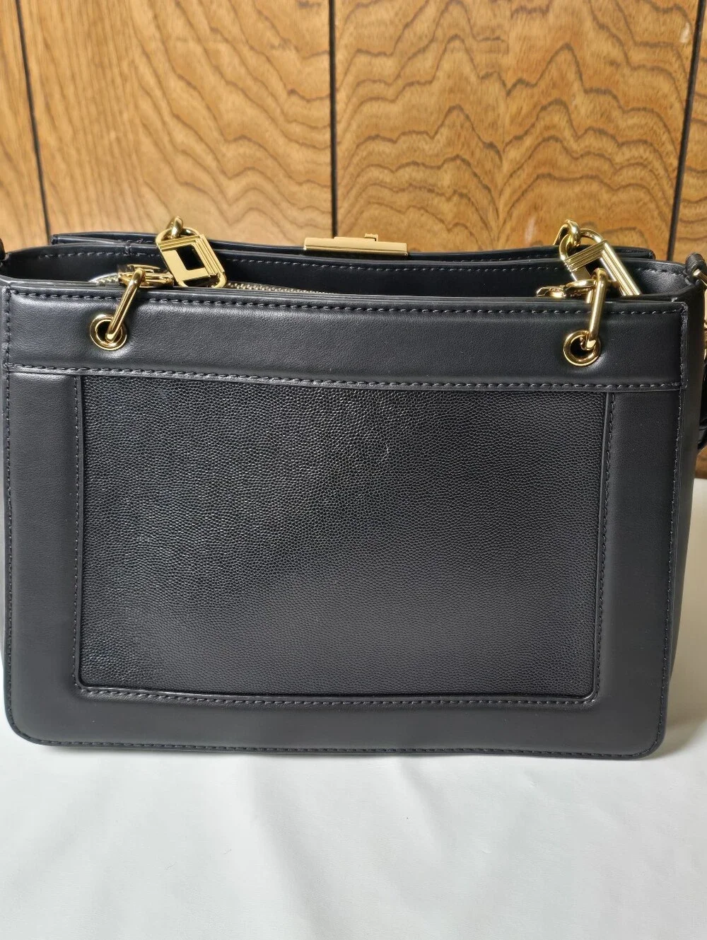 Karl Lagerfeld Black Leather Top-Handle Crossbody Bag